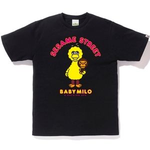 BAPE x Sesame Street Big Bird and Baby Milo Black